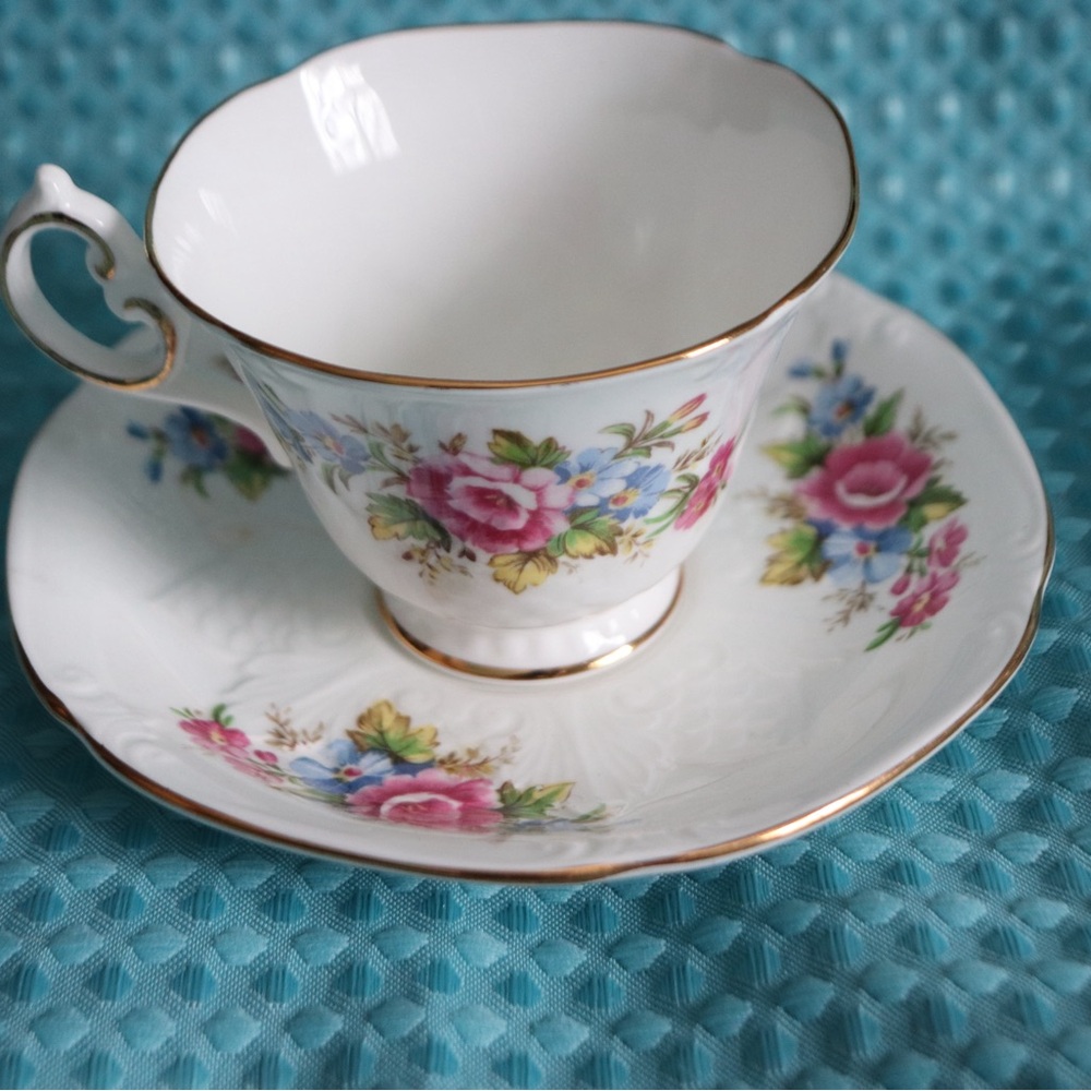 Vintage Floral Teacup and Saucer Set
